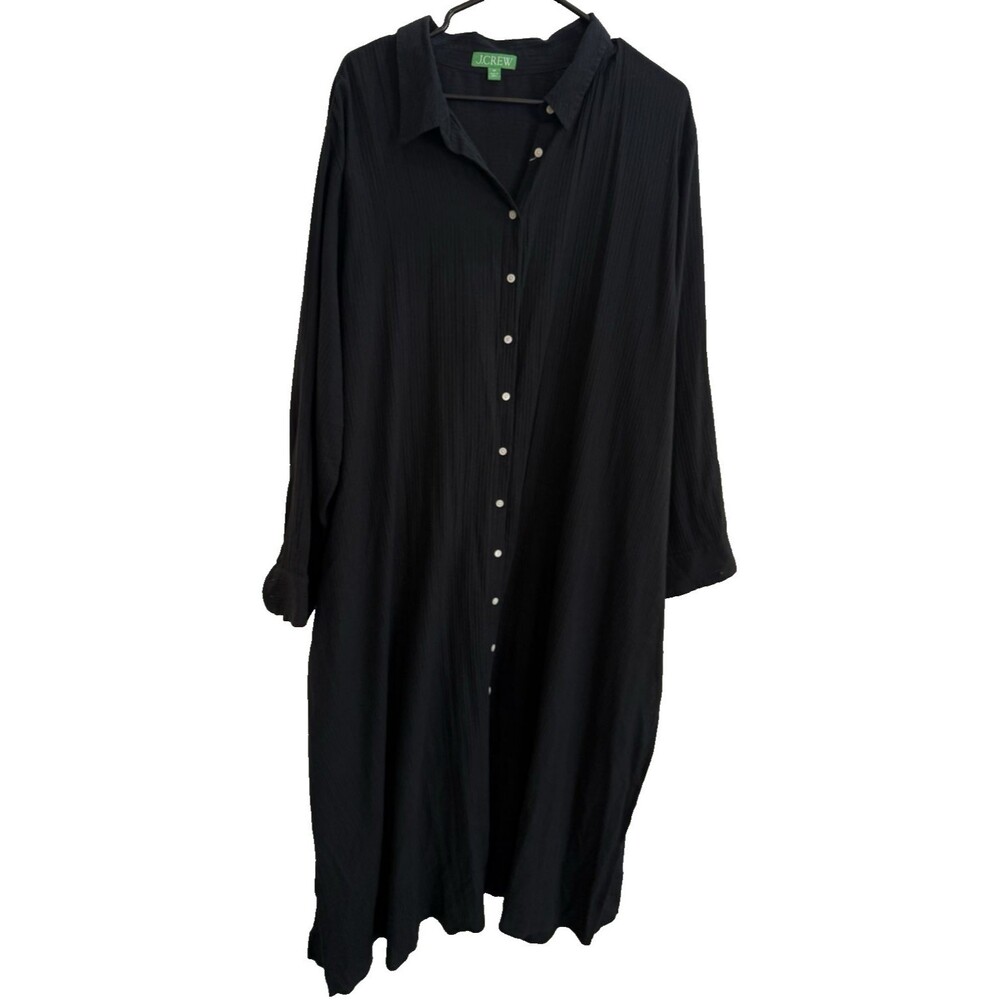 J.Crew Long Button-Down Beach Shirt Dress 100% Cotton Long Sleeve Sz 3X